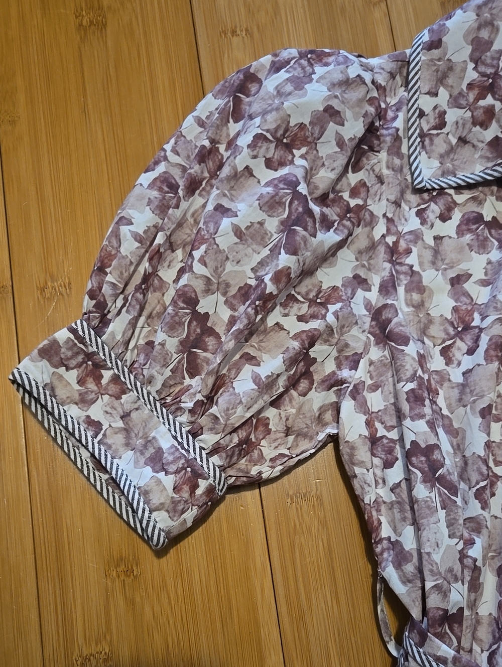 NWT Entro Brown Floral Midi Shirt Dress with Tie Waist - S - Picture 4 of 8
